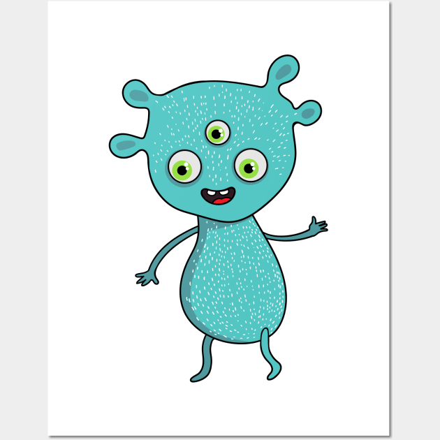 cute cartoon alien Wall Art by InshynaArt